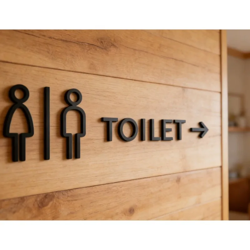 3D Acrylic Restroom Sign Self-Adhesive Door Decal for Business - Gender Neutral WC Plaque for Restaurant Hotel Office Christmas