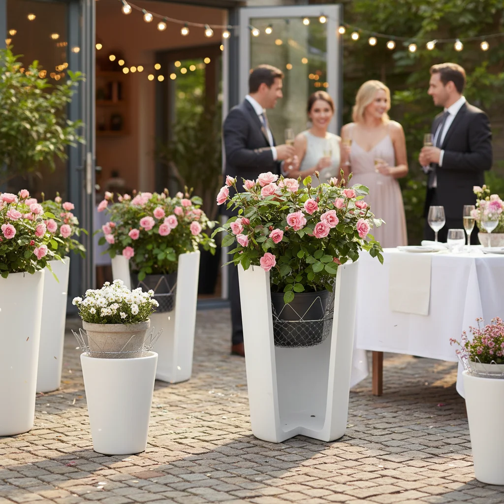 Adjustable Flower Pot Stand for 12-18 Inch Pots Durable PP Plastic Stable Base for Home Garden Wedding Decor