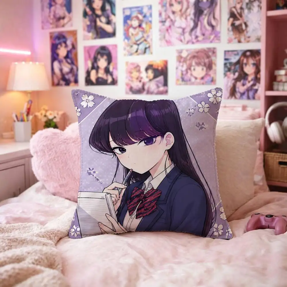 Komi Can’t Communicate Pillow Case Fashion Square Pillowcase Bedroom Sofa Room Ins Decoration Leisure
