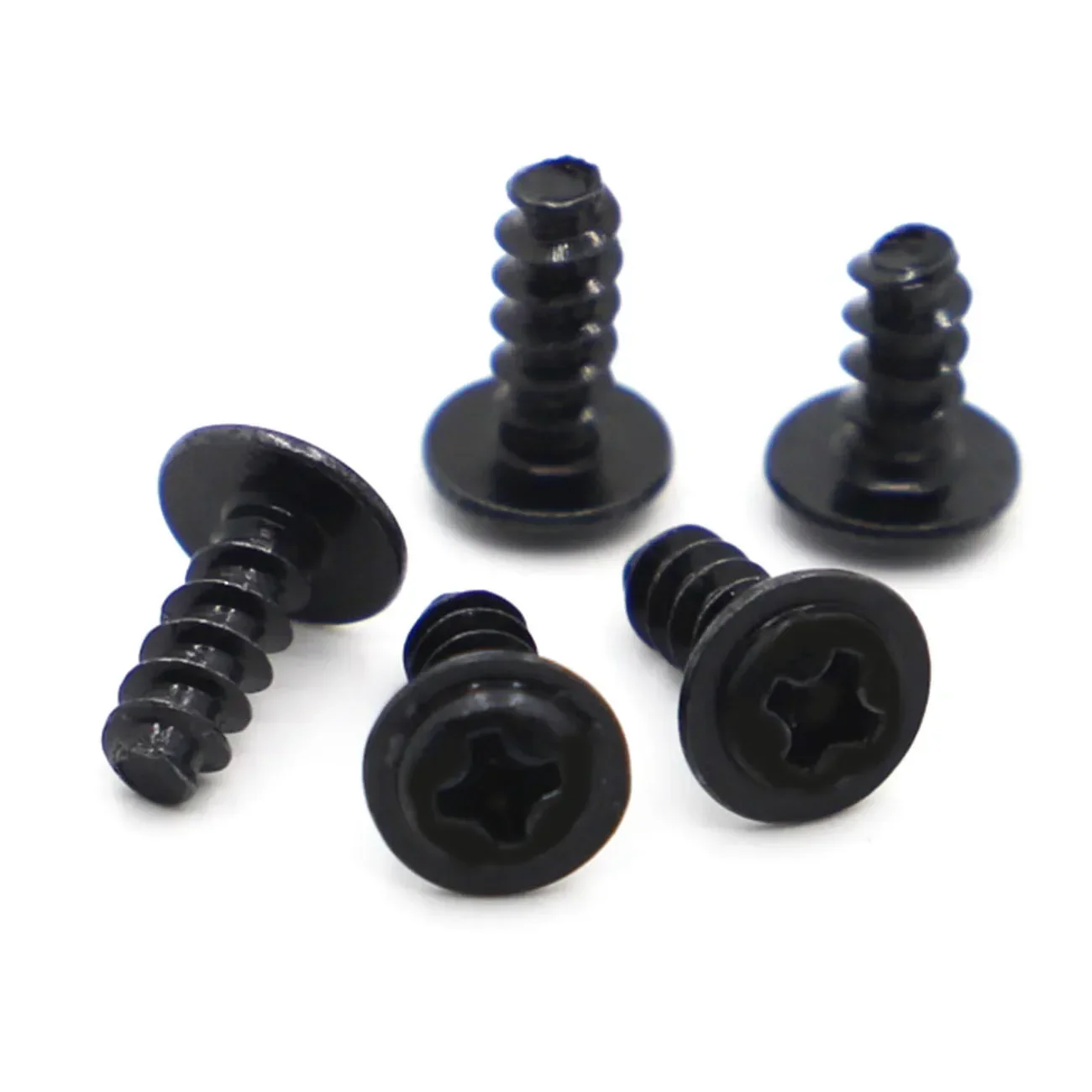 50 قطعة PWB المسمار الأسود مطلي الصلب فيليبس جولة رئيس مع غسالة مسامير التنصت الذاتي M1.4 M1.7 M2 M2.3 M2.6 M3 M4 #1