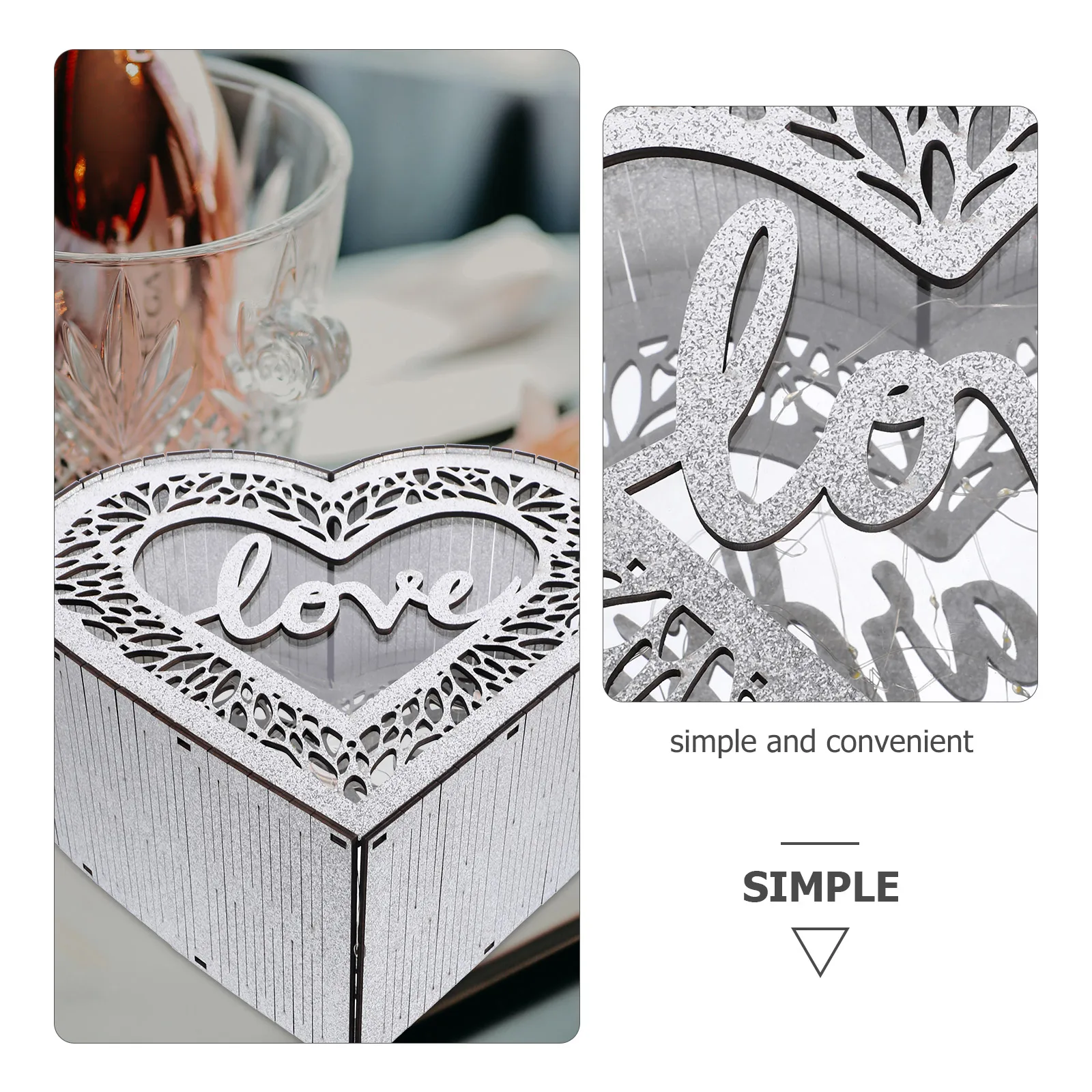 

1pc Heart Shaped Card Large Capacity Wedding Decor Hollow Greeting Cards Cards Box Wedding Container Envelopes Storage Box