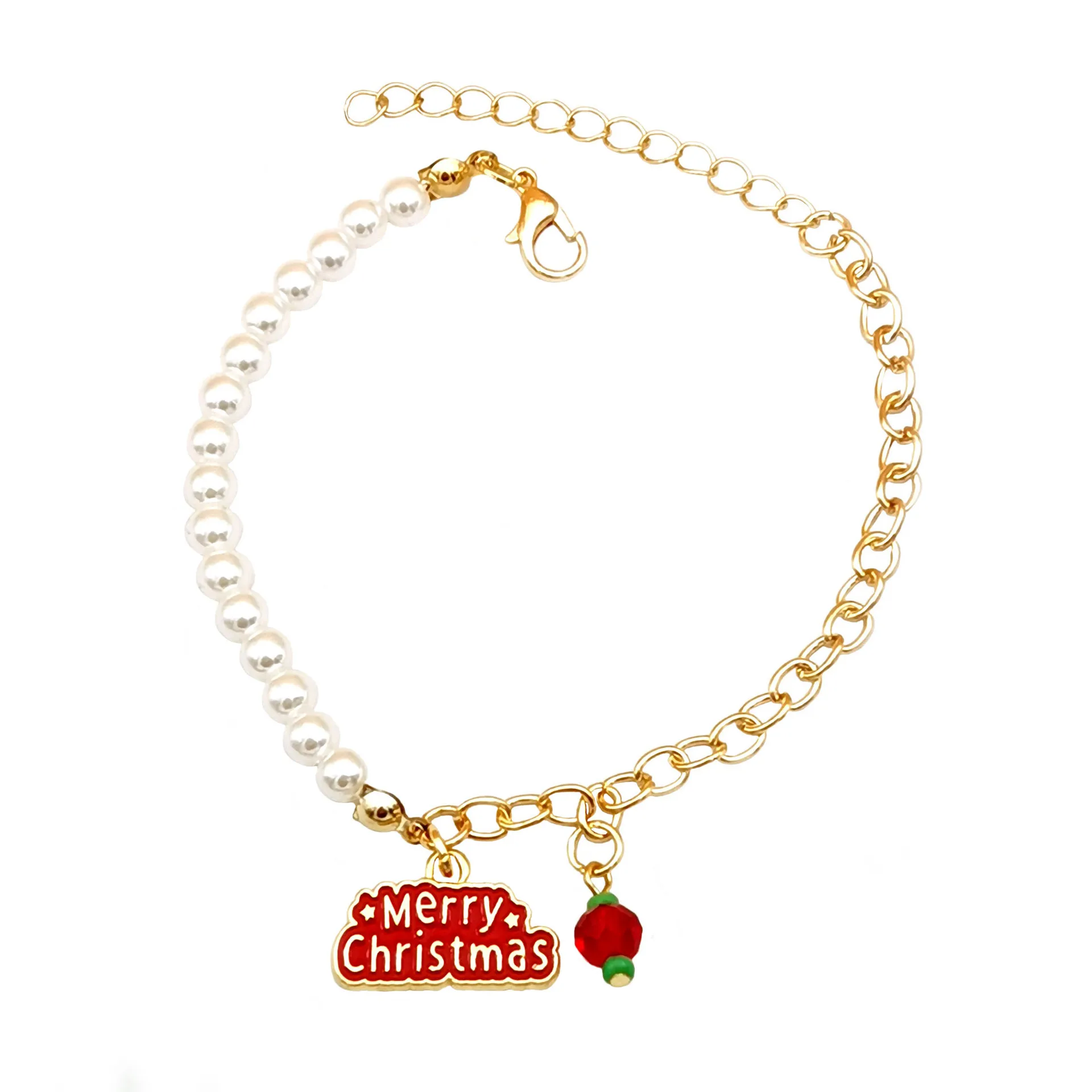 Bracelets pendentif pompon père Noël pour femme, bonhomme de neige rouge, cloches de Noël, chaussettes, gants, perles en résine, bijoux du Nouvel An