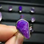 

Unit One Piece 925 Sterling Silver With Natural Sugilite Gemstone Crystal Finger-rings For Jewelry Gift