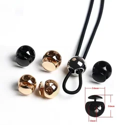 10pcs Creative Round Cord Stoppers Gold Color Metal Adjustable 2-hole Lock for Elastic Cord Clothing Accessories