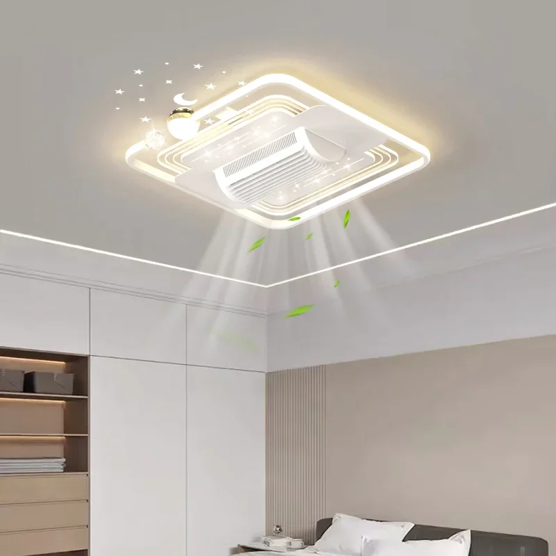 Imagem -02 - Ventilador Moderno Bladesess Lâmpada do Teto Luz Led para Sala de Estar Quarto e Quarto das Crianças Velocidades