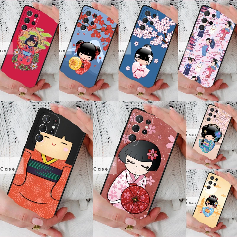Cute Japanese Kokeshi Doll Phone Cover Case for Samsung Galaxy S26 Ultra S20 FE Note 10 S24 S23 S21 S25 Plus S22