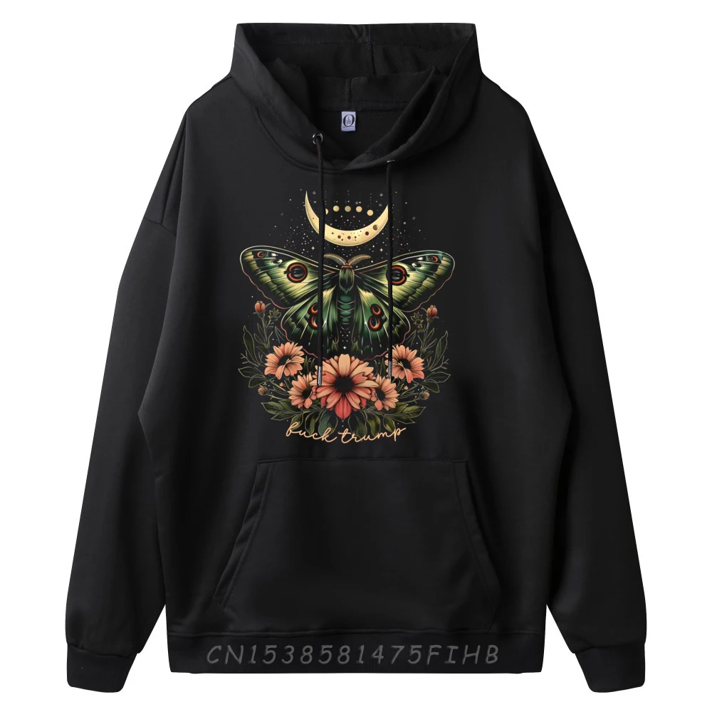 Celestial Luna Moth Subtle Anti Crew Neck Hoodies Valentine Day Normal Hoodies Long Sleeve Special Sweatshirt Mens