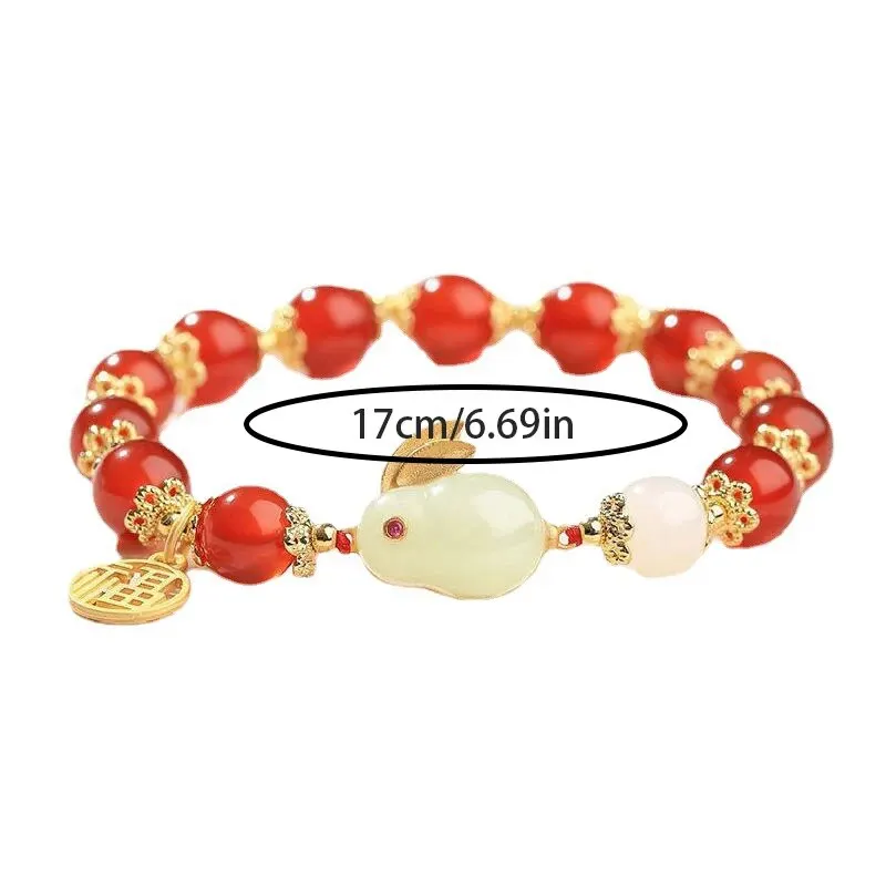 1pc Huan Beauty Jade Rabbit Bracelet Girl Rich Rabbit Small Rabbit Niche Design High Appearance Level Bracelet Gift