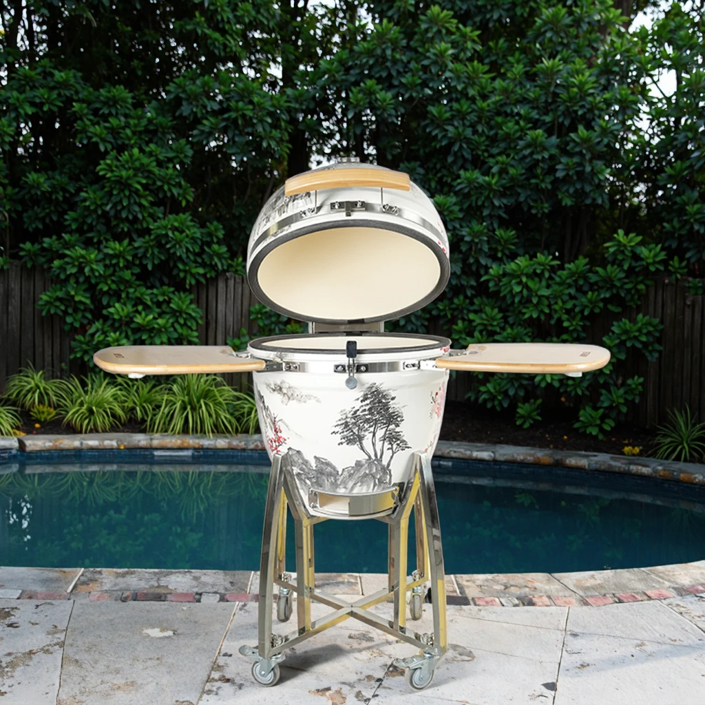 

Auplex 21 "ручная роспись пицца керамический уголь Камадо Джо большой курильщик садовый барбекю угольный гриль зеленый барбекю уличный гриль