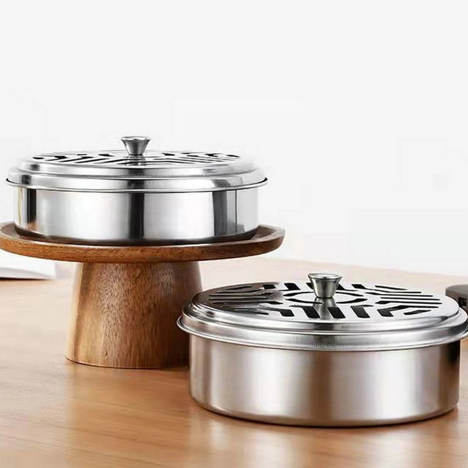 Stainless Steel Mosquito Coil Holder with Lid Home Bedroom Living Room Outdoor Patio Garden Anti-scald Mosquito Incense Box