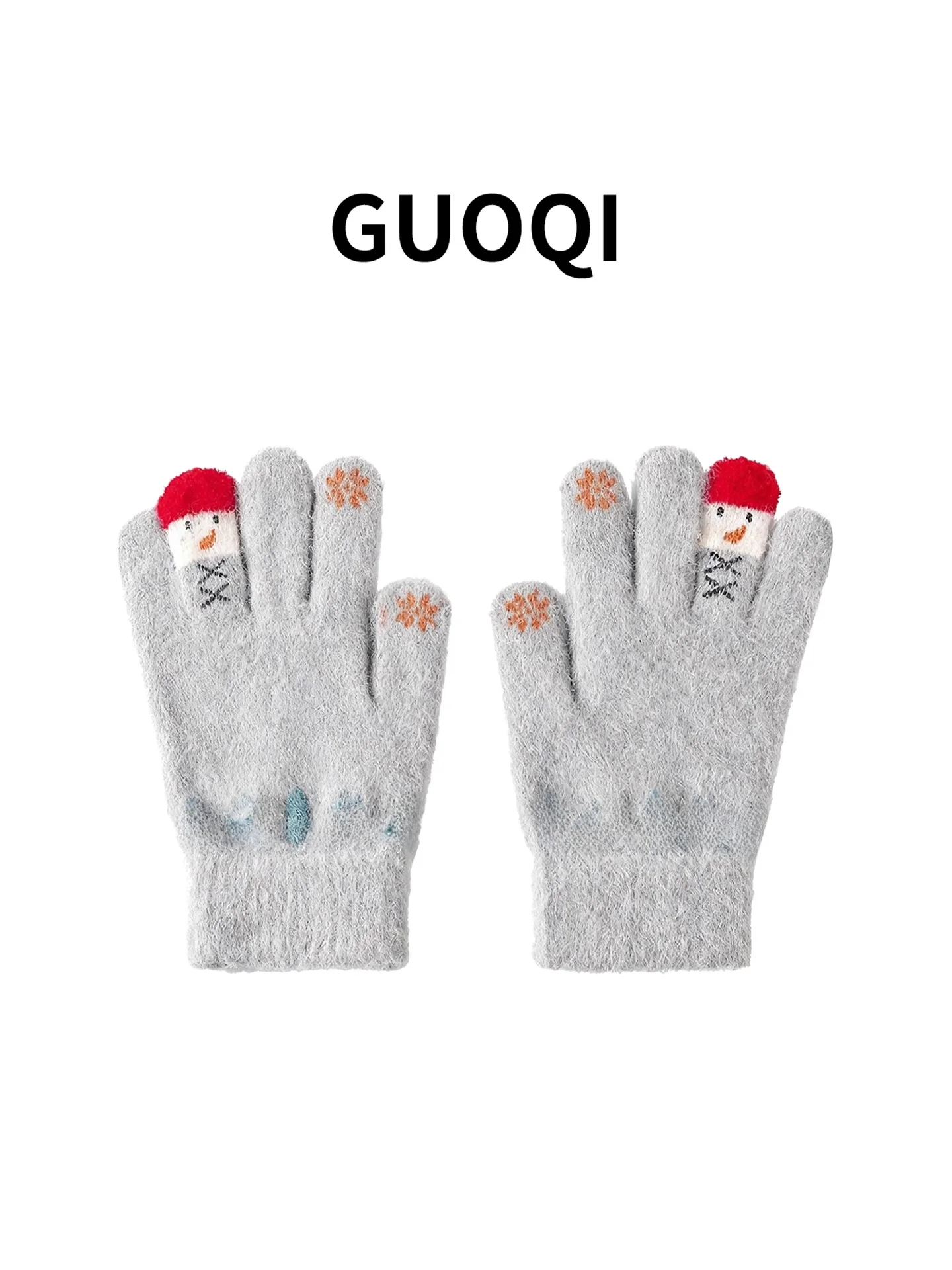 Candy Colored Knitted Plush Gloves Touch Screen Compatible Winter Warmth Couple Gloves Female Thickness Grade Thickened Elast...