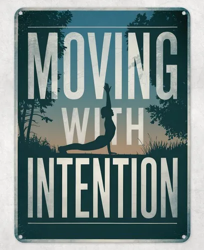Move with Intention Pilates Metal Poster Wall Tin Sign Man Cave Shed Home Plaque --Tin Sign