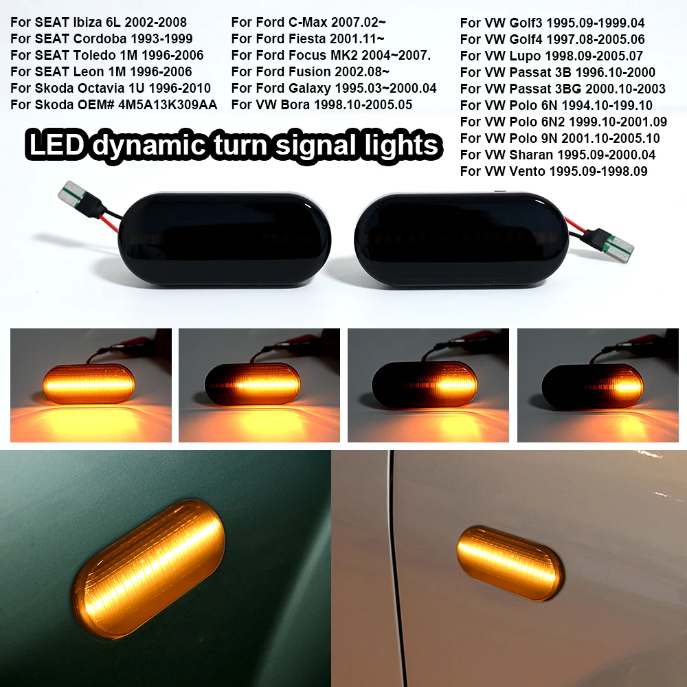 Para SEAT Leon 1P Ibiza Mk3 6L Mk4 6J Toledo Exeo Sedan Exeo coche LED luz de posición lateral dinámica señal de giro secuencial para Octavia