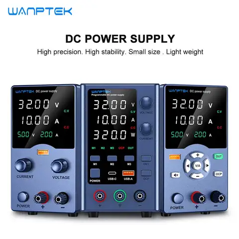 Fonte de Alimentação de Bancada Wanptek com Ajuste de Encoder, Fonte DC Ajustável 30V 10A 5A, Fonte de Bancada 120V 60V 5A 3A para Reparo