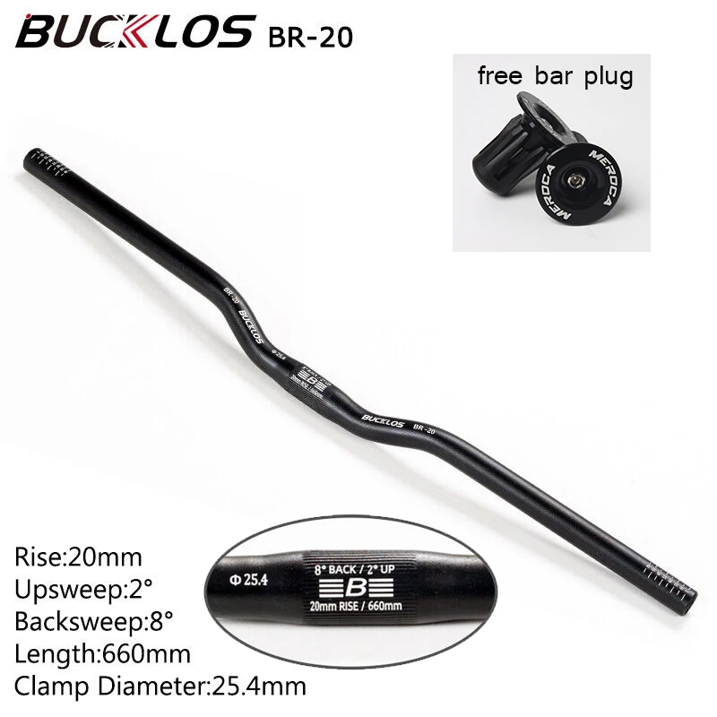 BUCKLOS 25.4mm 31.8mm Fiets Riser Stuur 620/660/720/780mm Fiets Zwaluw Stuur Ultralight M Type MTB BMX Handvat Bar