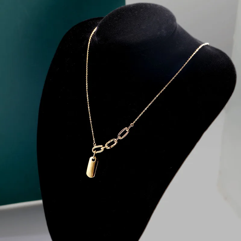 European and American style 925 sterling silver K-gold plated necklace with high-end feel, light luxury geometric necklace