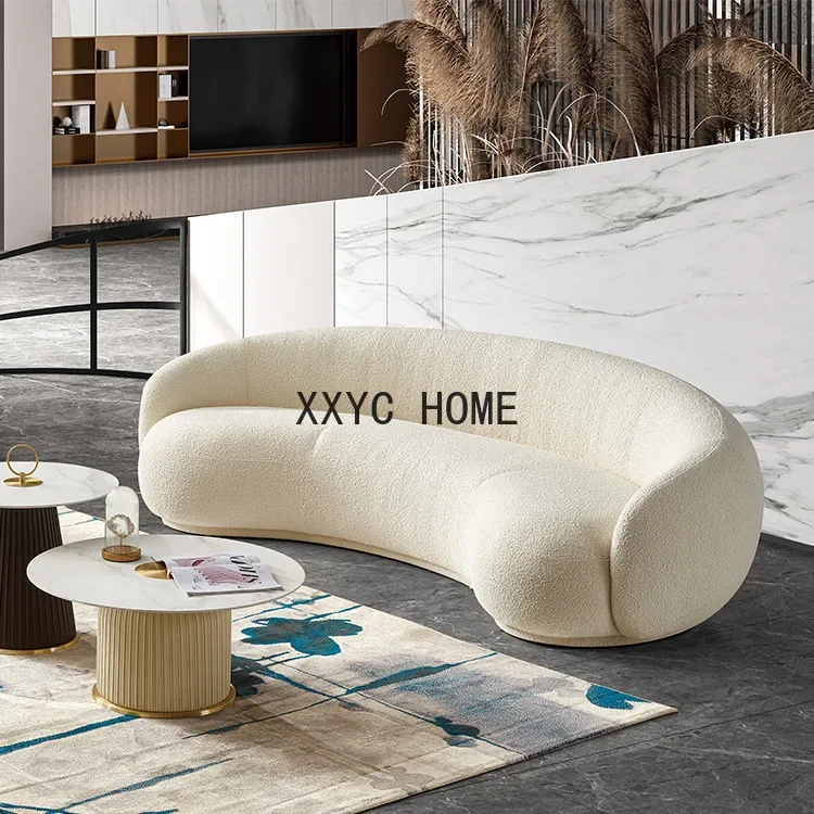 

Дизайнерский минималистичный диван-арка для гостиной из ткани с узором «кешью», диван из овечьей шерсти