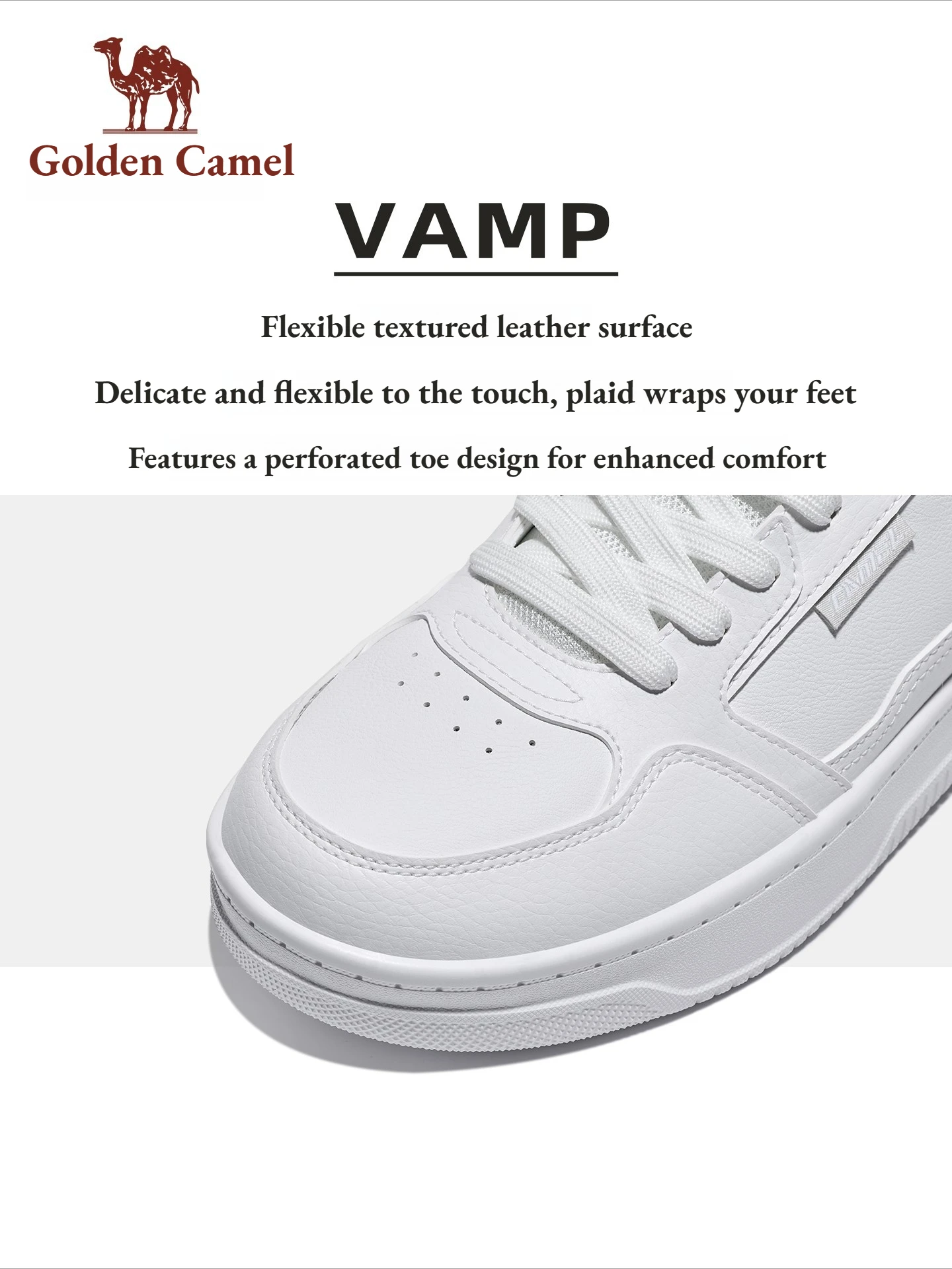 Golden Camel Business Casual Men's Shoes 2026 Autumn Soft Comfortable Casual PU Leather Shoes Casual Solid White Women Sneakers