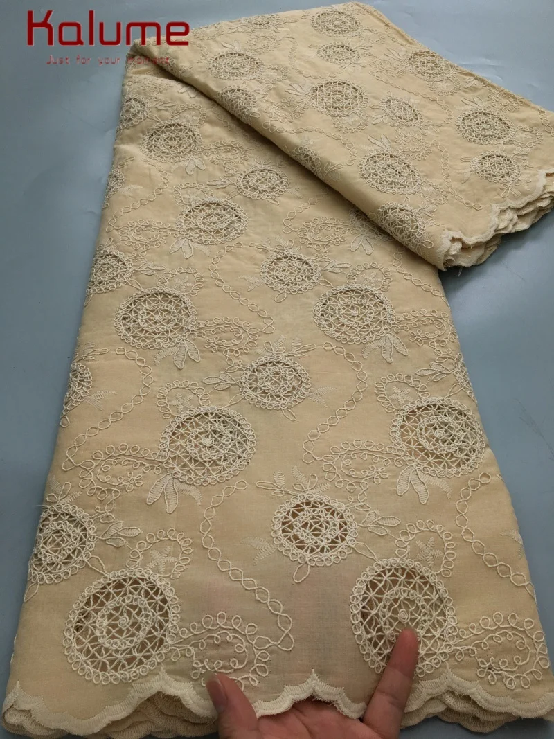 

Kalume 2025 African Cotton Lace Fabric With Stones Newest Nigerian Swiss Voile Lace Fabric For Sewing Wedding Dresses F4371