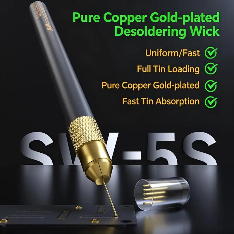 【S】Gold Plated FPC Connector Reballing Solder For Phones Motherboard BGA CPU Chip Soldering Repair Suction Tin Tools