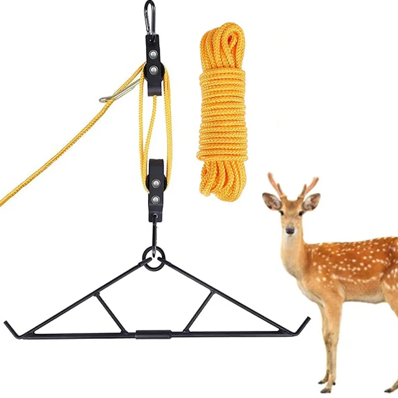 

Hunting Deer Game Hoist Pulley Lifting System Max to 700 Lbs Capacity with Drag Harness Deer Carcass Butcher Hunting Accessories