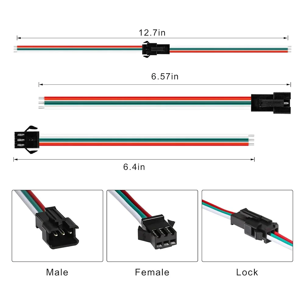 15cm Wire Connectors LED Connector 20AWG Wires Reliable And Secure Connection Green For LED Strip Installation For WS2812B
