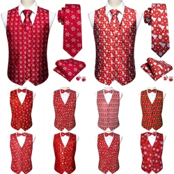 Designer Weihnachts weste für Männer Seide rot grün Weißgold Schneeflocke Santa Claus Elch Weste Krawatte Fliege Set Party Barry Wang