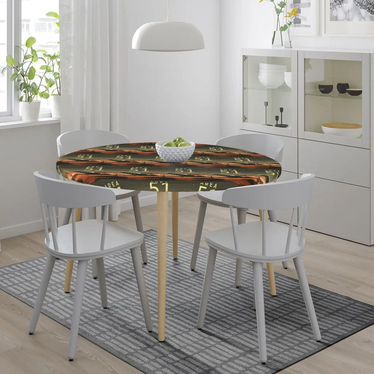 Roswell, New Mexico Desert Area 51 Poster Waterproof Round Tablecloth Oilproof Table Cloth for Kitchen Events Dining Table Cover
