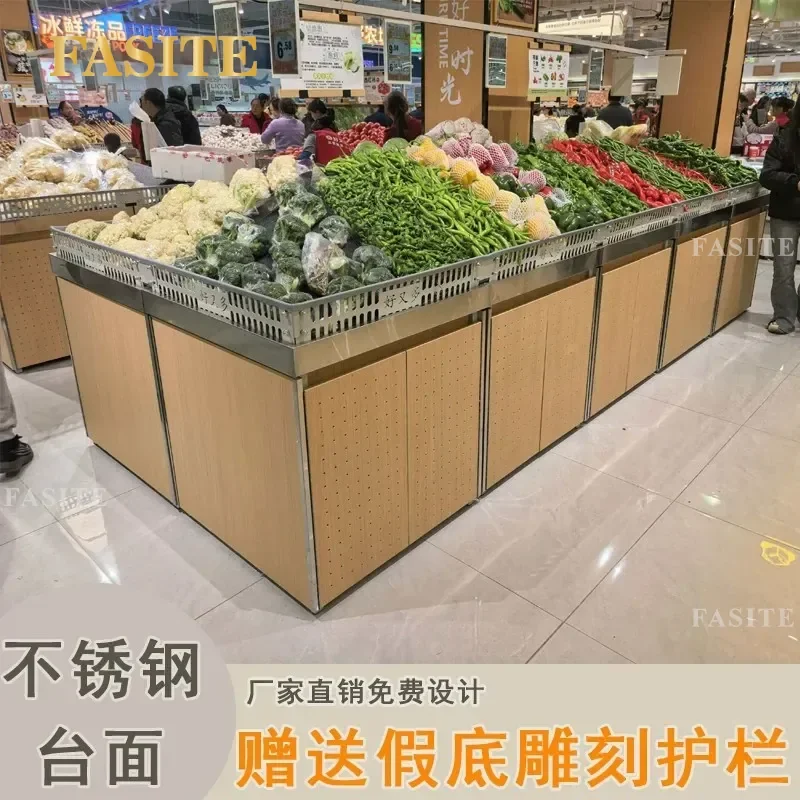 For Commercial Supermarket Vegetable Fruit Display Shelf Stainless Steel False Bottom Stackable Storage Rack Fresh Produce