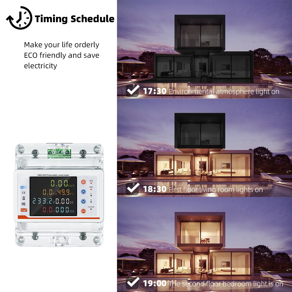 Tuya WiFi Intelligent Circuit Breaker Bidirectional Metering Power Meter Reclosure Switch Timing Schedule APP Control Functions
