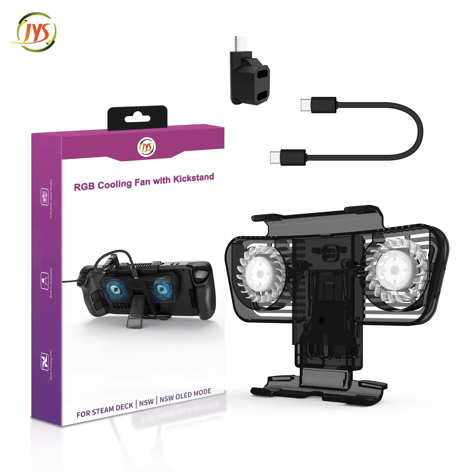 Cooling Fan with Bracket Dual C-port Adapter for Steam Deck Nintendo Switch Nintendo Switch OLED Host - Image 6