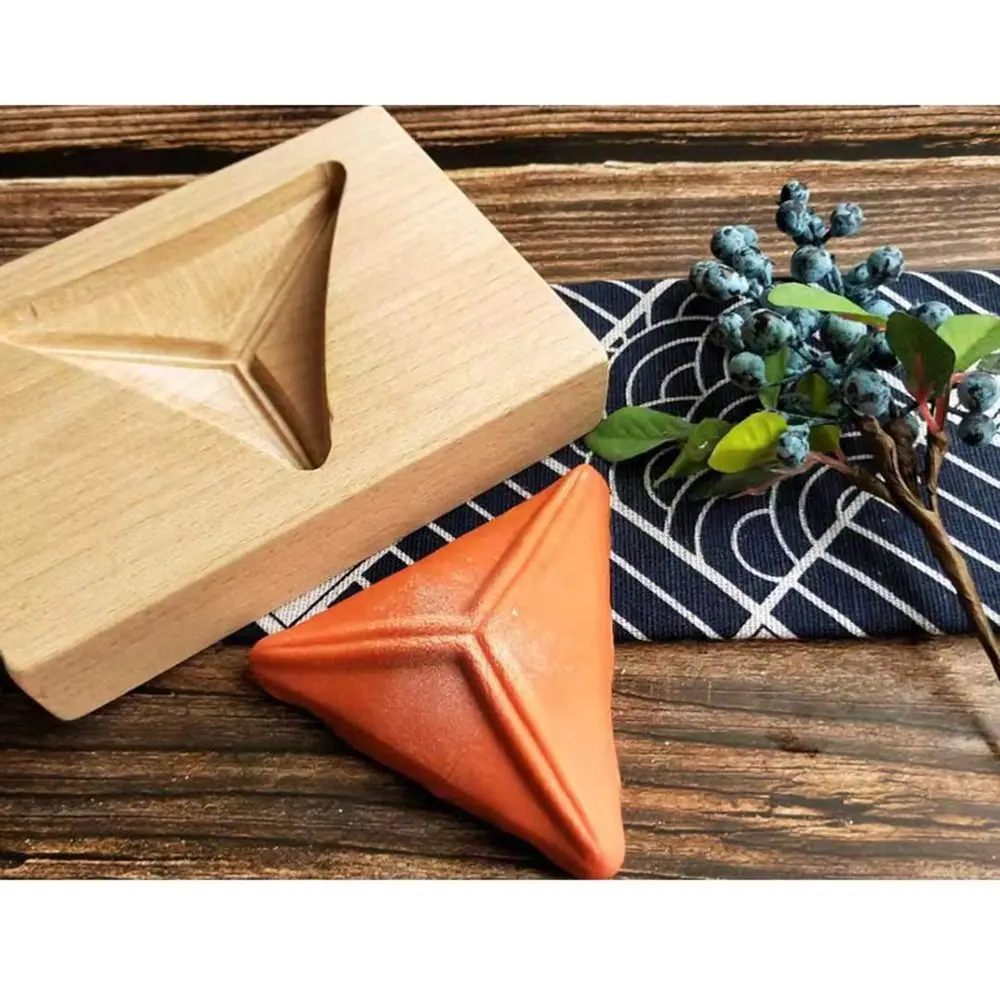 Molde Baozi triangular de madera antiadherente, fácil de liberar, molde de comida tradicional chino portátil, práctico y resistente