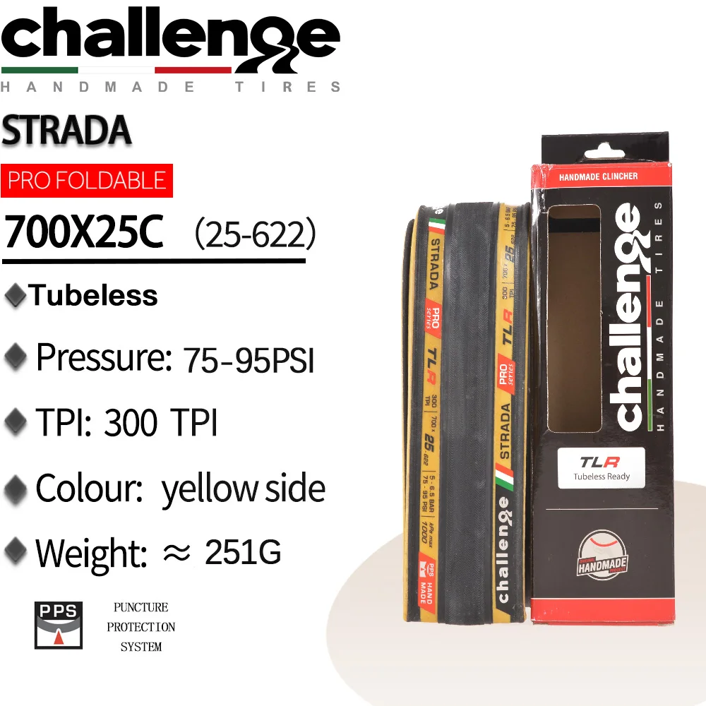 CHALLENGE STRADA Pro 700C ロードバイクタイヤ クリンチャー 700x25c