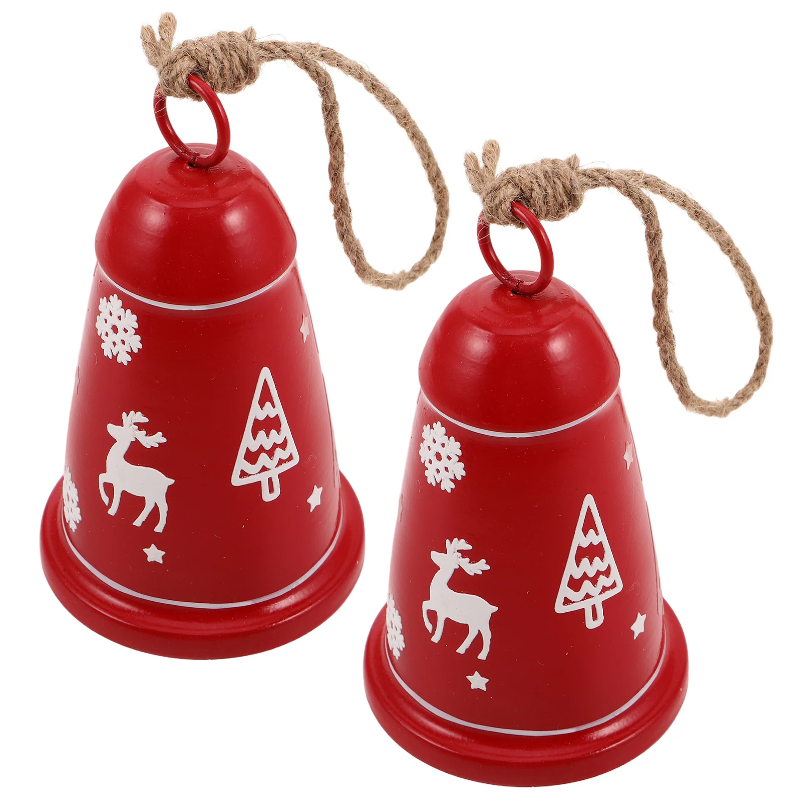 

2Pcs Christmas Hanging Bells Ornaments Vintage Metal Jingle Bells Rustic Xmas Tree Decoration Reindeer Holiday Pendant