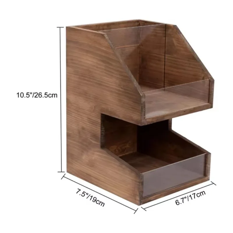 Custom Coffee Condiment Organizer Tea Bag Holder Wood Coffee Pod Holder Caddy Wooden Storage Box for Coffee Shop
