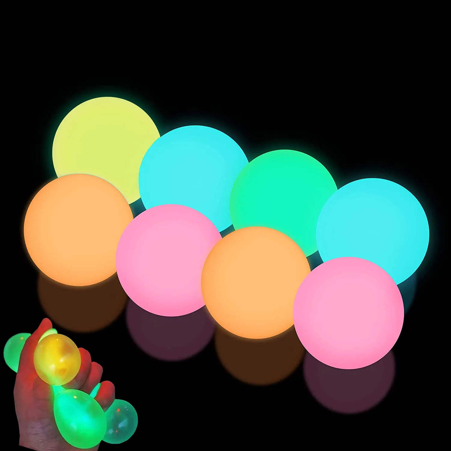 Glow In The Dark Sticky Ball Stress Relief Toy Wall Climbing Ball Squeeze Sensory Fidget Toy Anti Stress Decompression Gift