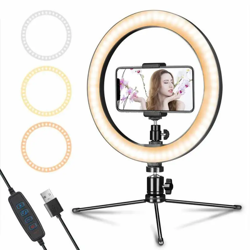 Crystal Ring Light Black Mobile Phone Live Broadcast Clearer Non-slip With Usb Cable New 2023 Live Shooting Flat Lamp 5v 10 Inch