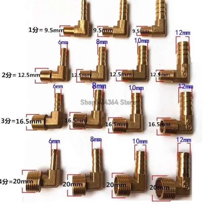 Brass Pneumatic Fitting - 90 Degree Elbow Tee Joint for Water and Gas Pipes, Sizes 1/2