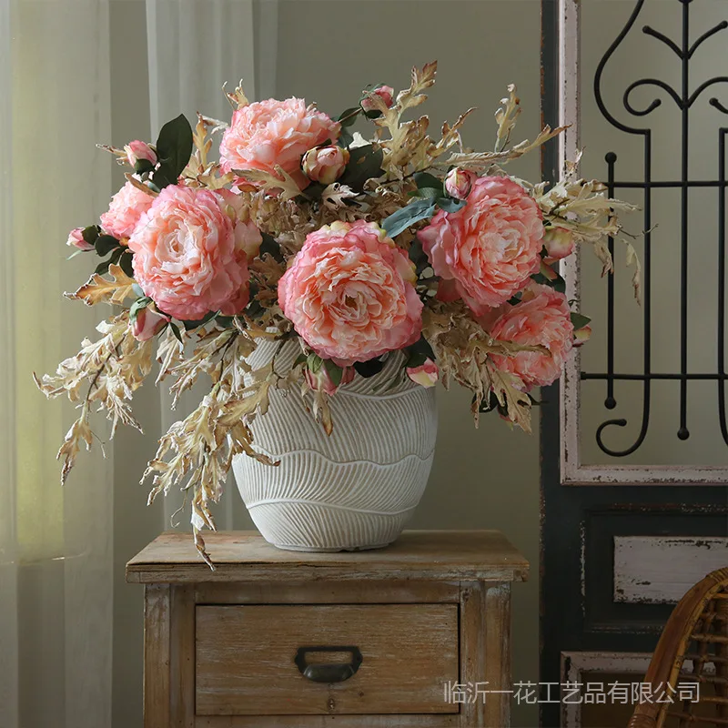 

Vintage Romantic Peony Artificial Flower,Lifelike Faux Blooms for Living Room–European Style Dining Table Decor,Photography Prop