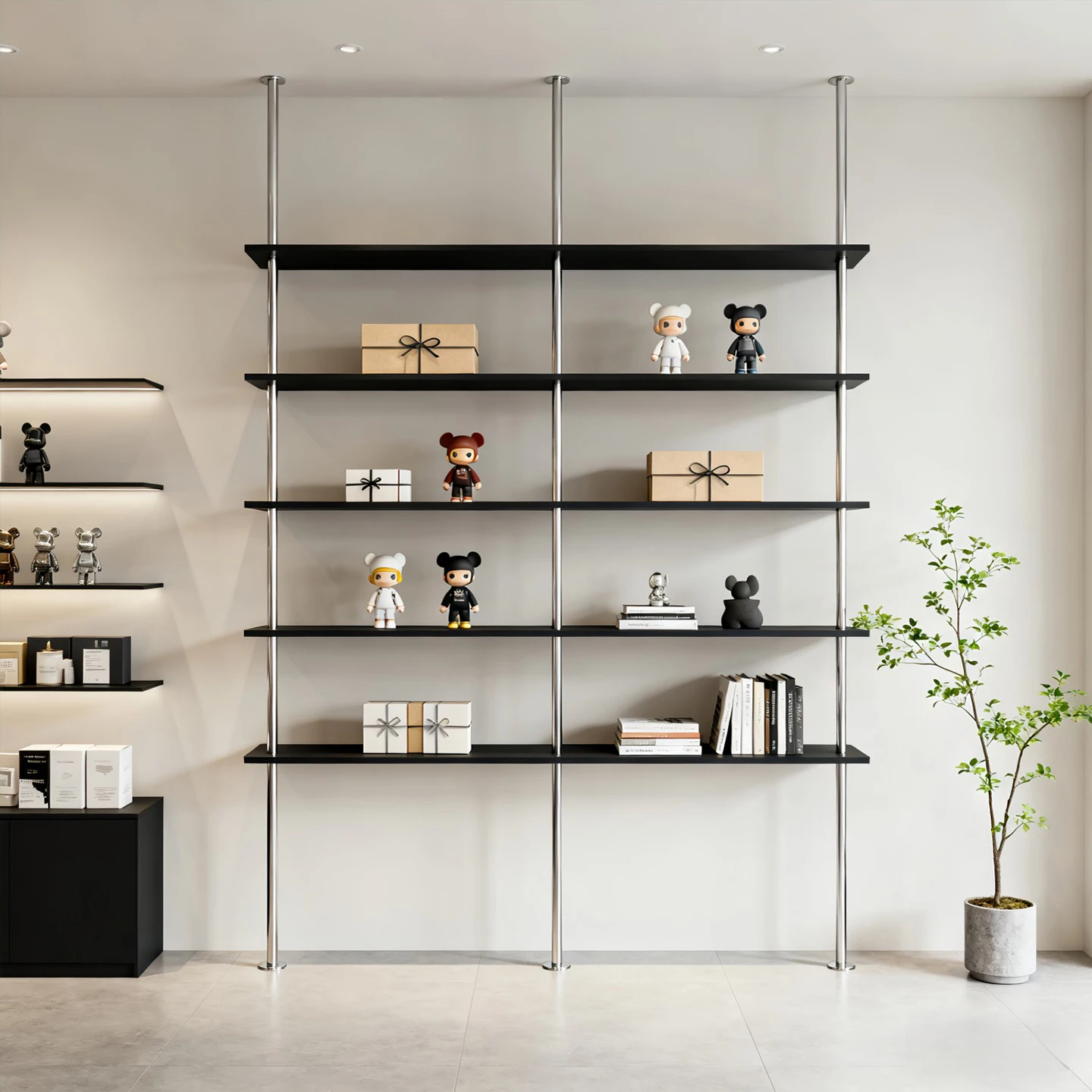 Stainless steel hanger rack exhibition display rack baffle ceiling bookshelf wall wall hanger creative decorative rack