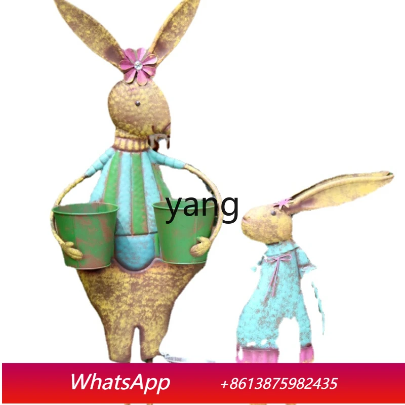 

LM Courtyard Kindergarten Lawn Landscape Layout Balcony Iron Flower Pot Rabbit Outdoor Decoration