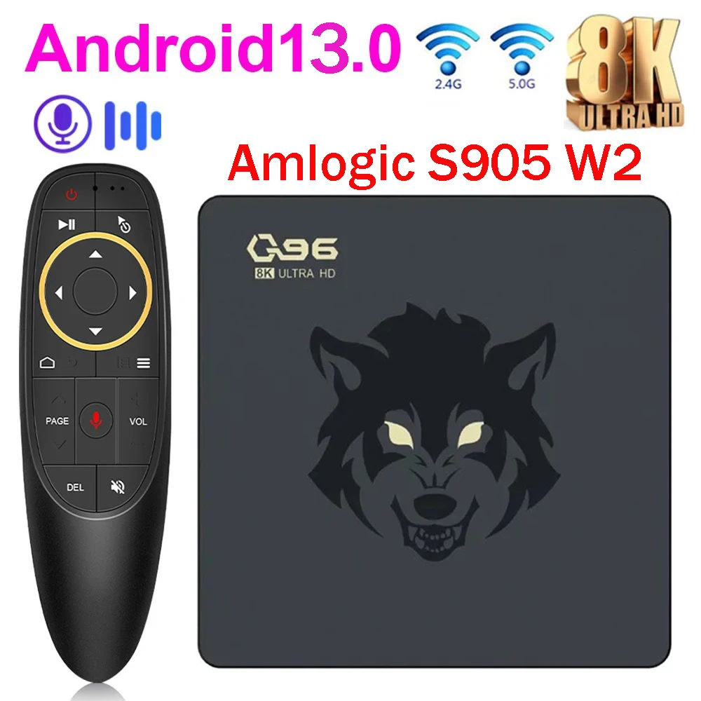 

Q96 8K Android 13 Smart TV BOX 8K 4K HD Amlogic S905W2 1GB 8GB 4G/5G Dual Wifi Voice remote control Set Top TV Box IPTV