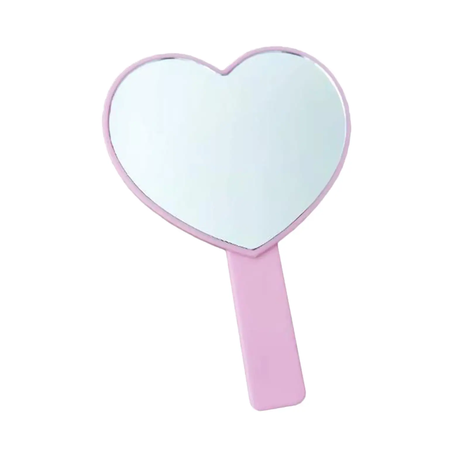 Coração Shaped Handheld Glass Mirror, Single-Sided, funciona ótimo para jogar, bonito