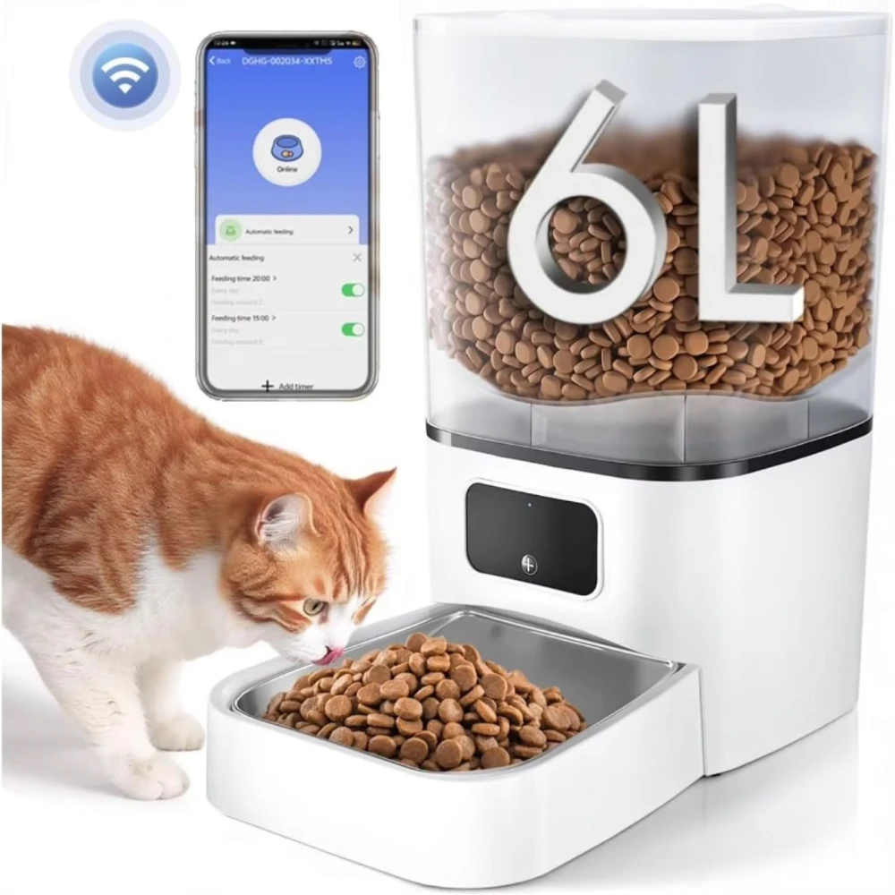 WiFi 2.4G 5G Smart Pet Feeder with Camera Remote One Click Feeding Sealed Moisture Proof Food Storage for Indoor Pets