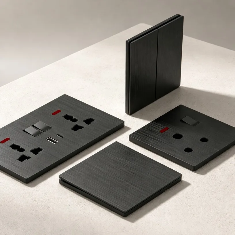 Ultra-Slim 6mm Matte Black Wall Switch Modern 1-Gang Light Control Panel for Home & Office Sleek Space-Saving Design