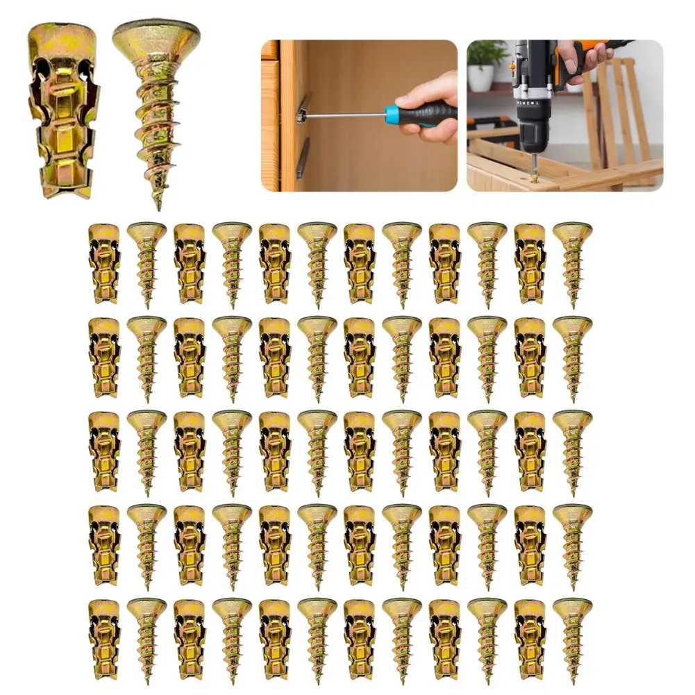 30/50/100pcs Expansion Screw Set Cabinet Hinge Repair Screws Short Expansion for Cabinet Hinge Repair Secure Cabinet Door Fixer