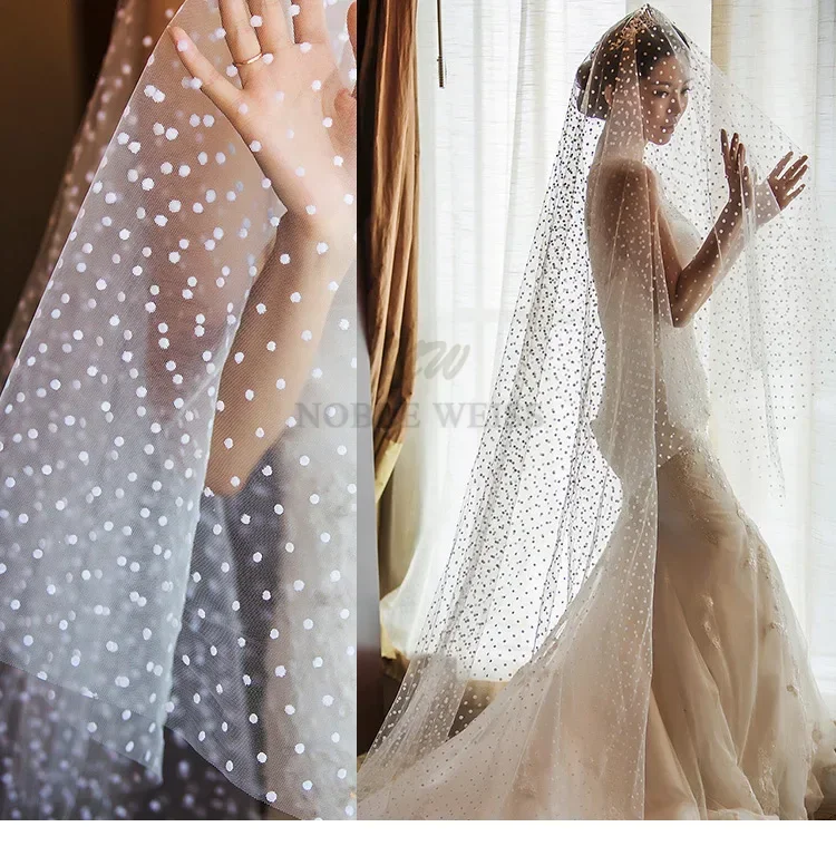 3M Length Dots Tulle Wedding Veil Tulle 1T  Bridal Veil Elegant Bride Veil  Bridal Party Veils Without Comb Customized