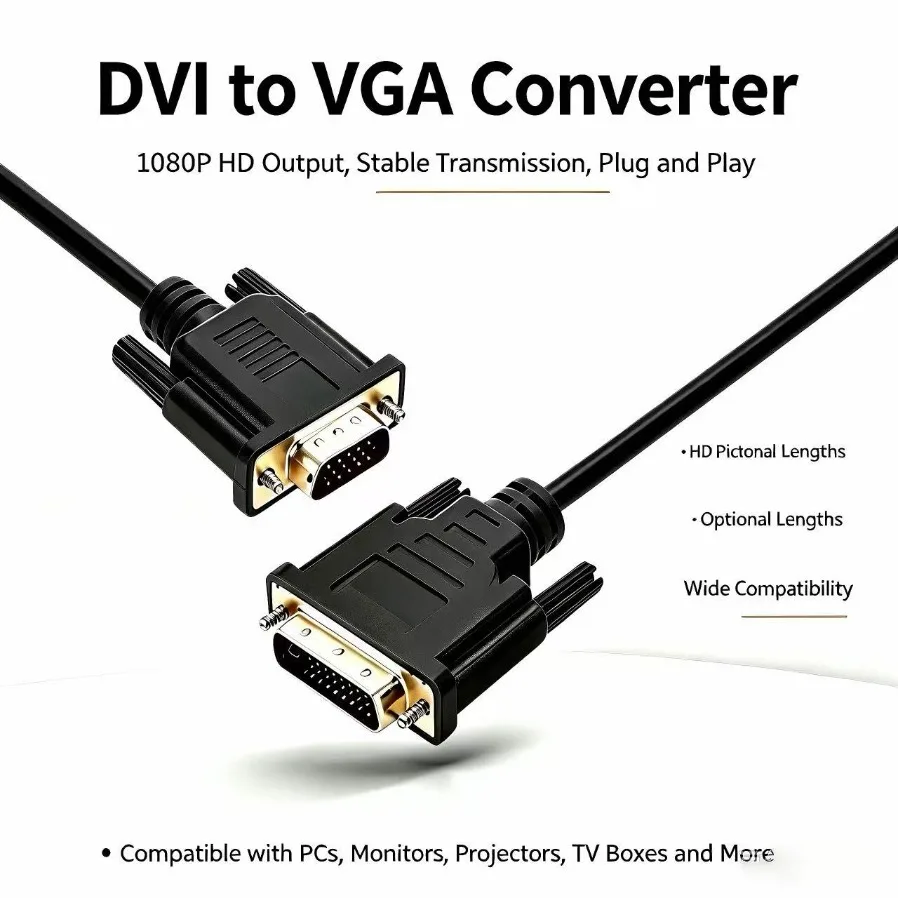High Speed DVI Cable Male To Male DVI-D 24+1 Digital Video Cable HD 1080P For Computer HDTV Gaming Monitor Projector Display Set