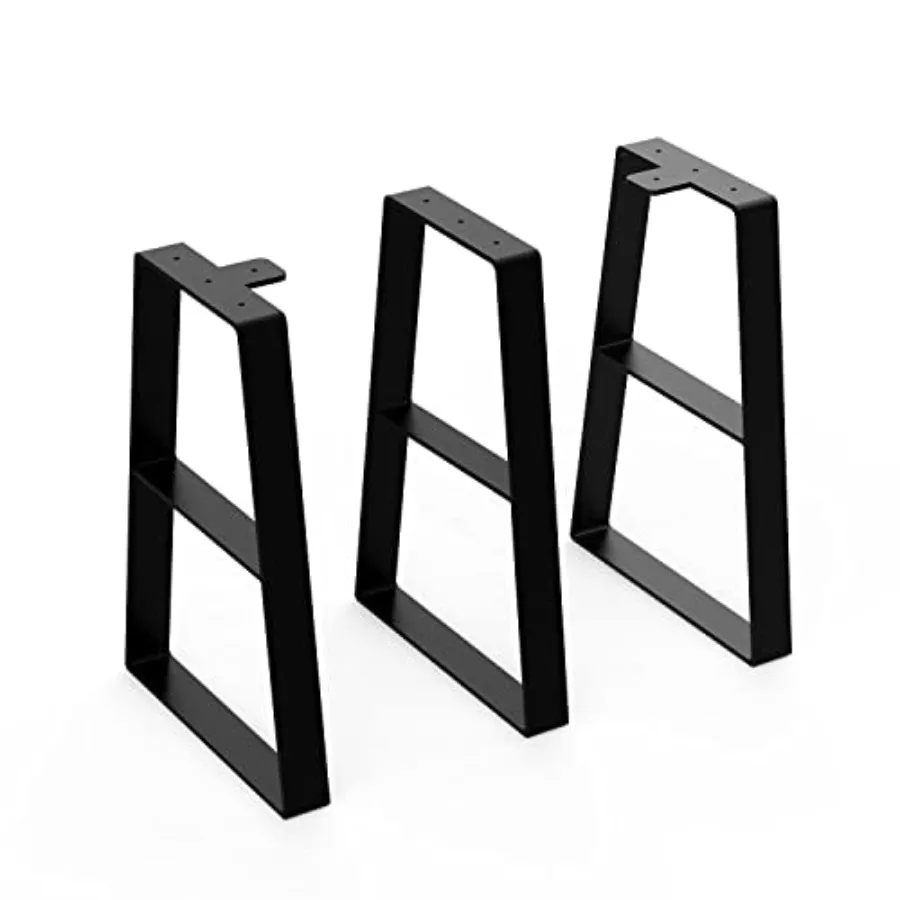

18" Black Trapezoid Metal Bench Legs 3PCS Heavy Duty Furniture Legs for Bench Metal Table Legs with Screws and Rubber Floor Pro