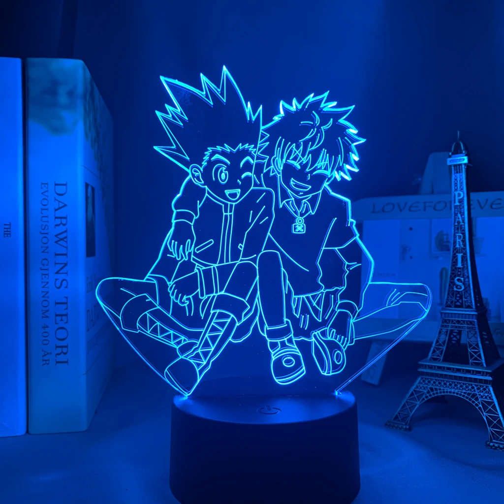Lámpara acrílica 3d de Anime Hunter X Hunter Killua y Gon para decoración de dormitorio, luz nocturna, regalo de cumpleaños, luz Led nocturna Manga Hxh Killua